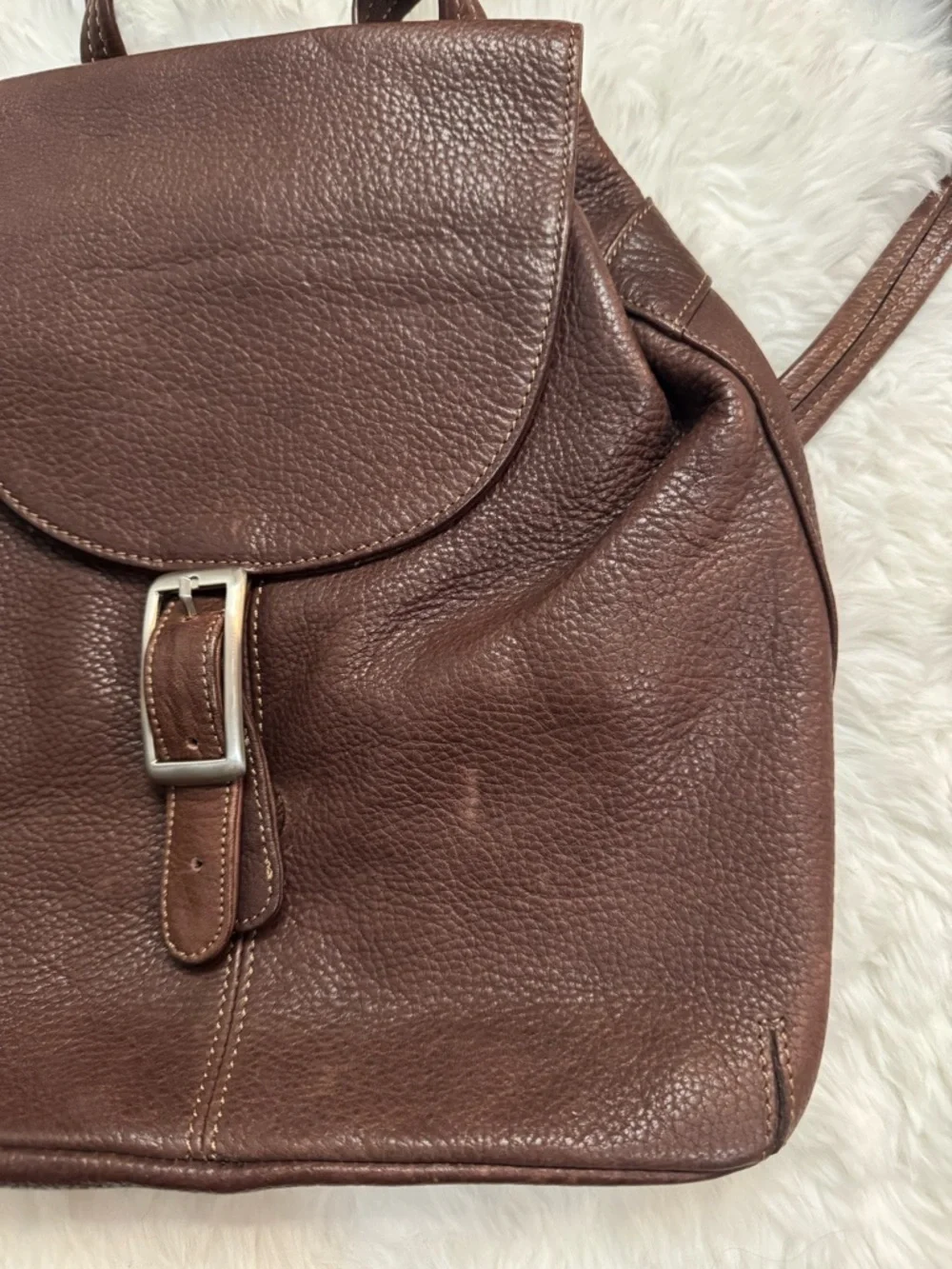Tignanello Chocolate Brown Pebbled Leather Backpack